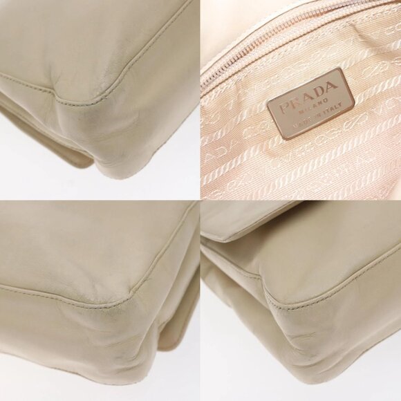 PRADA Shoulder Bag Leather Beige Auth - Picture 15 of 15